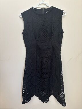 Stella Luce Black Crochet Lace Sleeveless Dress Size Large
